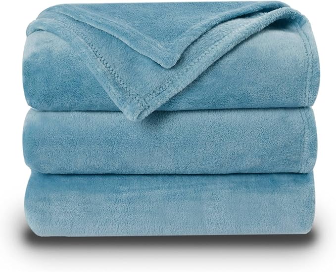 NANPIPER Fleece Blankets Super Soft Flannel King Size Blanket for Bed Luxury Cozy Microfiber Plush Fuzzy Blanket,Light Blue