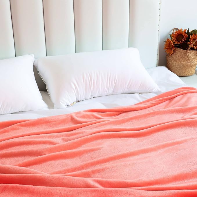 NANPIPER Fleece Blankets, Super Soft Flannel Queen Size Blanket for Bed, Luxury Cozy Microfiber Plush Fuzzy Blanket,Living Coral