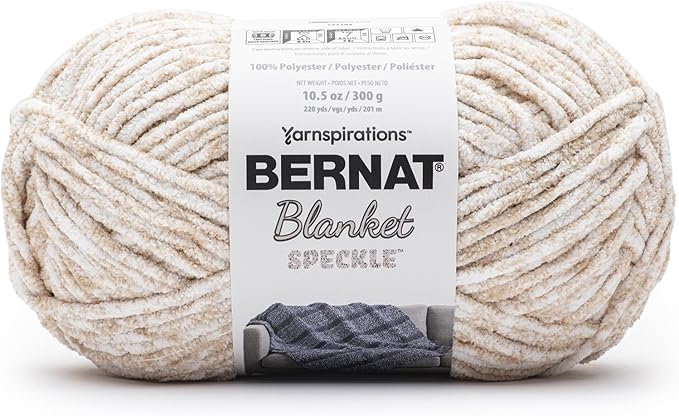 Bernat Blanket Speckle Cream Yarn - 2 Pack of 10.5oz/300g - Polyester - #6 Super Bulky - 220 Yards - Knitting & Crochet