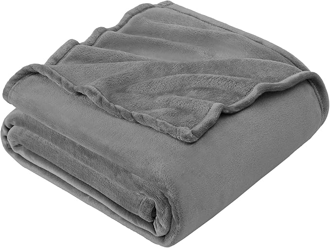 Hansleep Fleece Grey Full Blanket, Super Soft Flannel Fuzzy Plush Cozy Blanket for All Seasons, Grey, Full 84x90 Inches