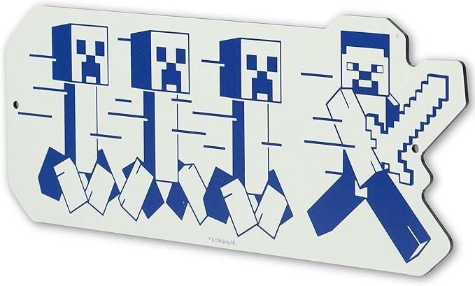 Open Road Brands Minecraft Creepers on the Run Metal Wall Decor - Funny Minecraft Sign for Bedroom or Game Room