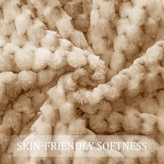 Exclusivo Mezcla Fleece Twin Blanket for Bed, Extra Large Fuzzy Tie-dye Camel Bed Blankets, Soft Cozy Plush Sofa Throws for All Seasons, 60x80 Inches