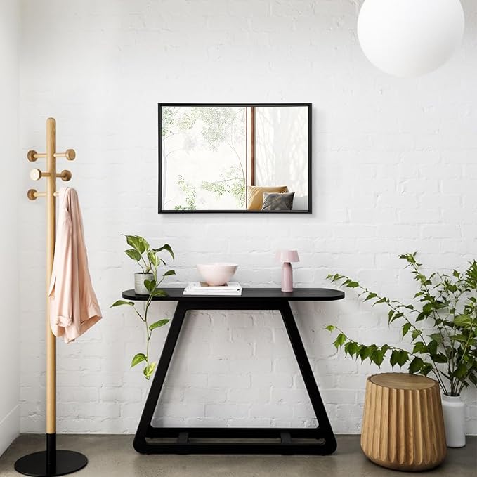 AAZZKANG Mirrors for Wall Rectangular Metal Framed Mirror Modern Decorative for Entryway Bedroom Living Room Bathroom Vertically or Horizontally Hanging Black Small