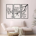 ruelen 3 Pcs Large Metal Flowers Wall Decor, Modern Minimalist Floral Line Sculpture Wall Art Hanging Wall Decor for Home Bedroom Living Room Bathroom Office Above Bed Decor (Black)