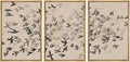 MUDECOR Framed Wall Art Print Set Minimalist Subtle Birds in Motion Illustrations Modern Art Boho Decorative Colorful Chic for Living Room, Bedroom, Office - 24"x36"x3 Natural