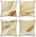 Bonhause Brown Gold Marble Texture Throw Pillow Covers 16 x 16 Inch Set of 4 Modern Abstract Art Decorative Pillows Case Soft Velvet Cushion Covers for Couch Sofa Bed Home Décor