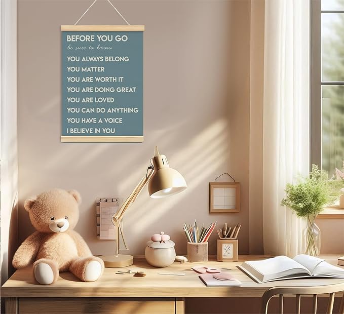 Mental Health Positive Affirmations Inspirational Wall Art Decor, Therapist Nurse Office Signs Wall Art Decor For Office Kids Teen Girls Room Bedroom Playroom Wall Decor Wood Posters Framed（blue）