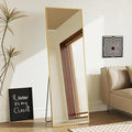 DUMOS Gold Full Length Mirror 59"x16" Full Body Floor Mirror for Bedroom or Cloakroom, Can Stand Alone, Hang or Lean Against Wall, Tall Wall Mirror with Stand and Sleek Aluminum Alloy Thin Frame