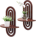 Boho Wall Decor Floating Shelves with Arched Design, Wood Wall Decorative Bohemian Art Display Shelf Set of 2 for Living Room, Bedroom, H 16.7" x W 11.8"