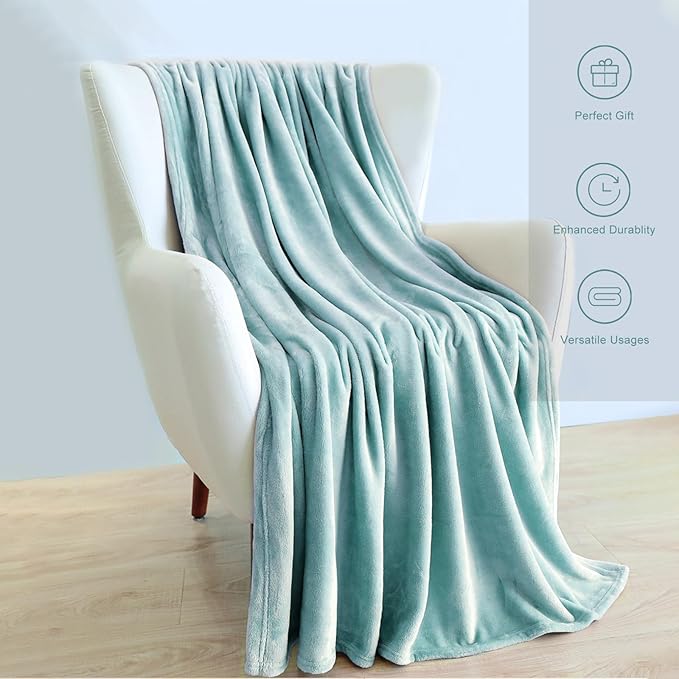 TASTHROW Bluishgreen Throw Blanket 50x60 Inches, Soft Plush Cozy Fleece Flannel Throw Blanket, Lightweight Warm Throws for Bed, Couch, Bedroom and Living Room, All Seasons
