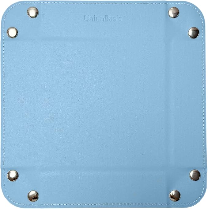 UnionBasic Small Valet Tray, Jewelry Tray for Rings Watches Earrings, Entryway Catchall Caddy for Coins Keys Change, Nightstand Bedside Valet Holder, Trays for Electronic Gadgets, Blue