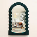 Green Wall Mirror Decor for Hallway Entryway, Irregular Arched Small Decorative Mirrors for Home Office Living Room, Modern Hanging Wall Art Sculpture for Christmas Wedding Gift (Green)