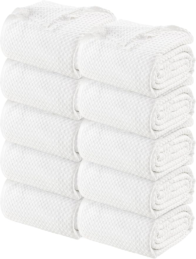 Utopia Bedding White 100% Cotton Waffle Blanket 300 GSM [Twin - 90x72 Inch] Soft Lightweight Breathable Bed Blanket for All Season (Pack of 10)
