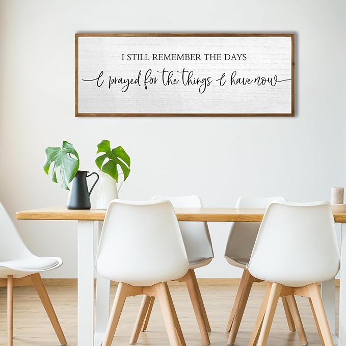 I Still Remember The Days I Prayed Sign Wall Decor 40''×15'' Rustic Large Wooden Framed For Family Living Room Vintage Farmhouse Inspirational Home Wall Art Hanging Decoration (Wood)