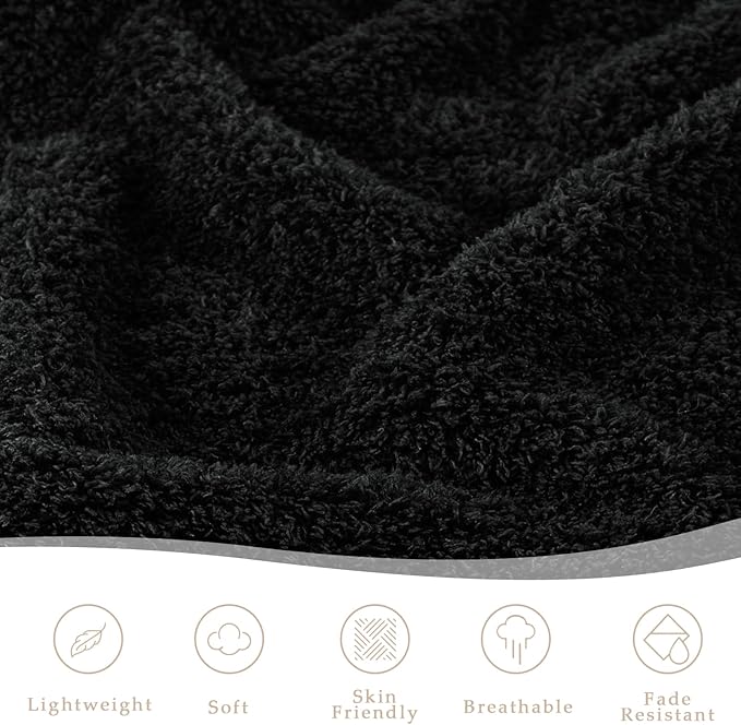 Exclusivo Mezcla Fleece Bed Blankets Queen Size, Ultra Soft, Lightweight and Fuzzy Black Blanket for Women, Home Decor, 90x90 Inches
