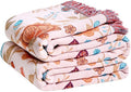 Boho Throw Blanket for Bed Cotton Spring Blankets Twin Size for Bedroom Living Room All Season Lightweight Floral Butterfly Embroidery Quilt for Couch Sofa Chair 60"x80" Home Decor