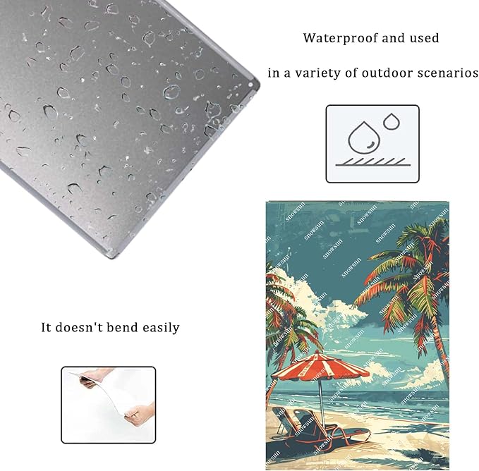 snowsun Seaside Resort Retro Metal Signs Aluminum Sign Room Decor Retro Beach Bedroom Surfboard Beach 8X12 Inch Surf Vintage Tin Sign