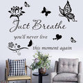 Inspiring Positive Quotes Wall Sticker - Just Breathe Decals, Inspirational Art for Women Girls Bedroom Living Room - Encouragement Gifts Home Decoration
