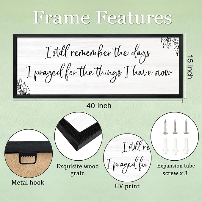 I Still Remember the Days Framed Wall Art - 40x15 Inch Wooden Inspirational Quote Sign, Gratitude & Faith-Inspired Home Decor for Living Room Bedroom Entryway, Black