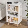 Night Stand, White Nightstand, Modern End Table with Open Storage, 3-Tier Wooden Bedside Table for Small Space, Living Room, Bedroom