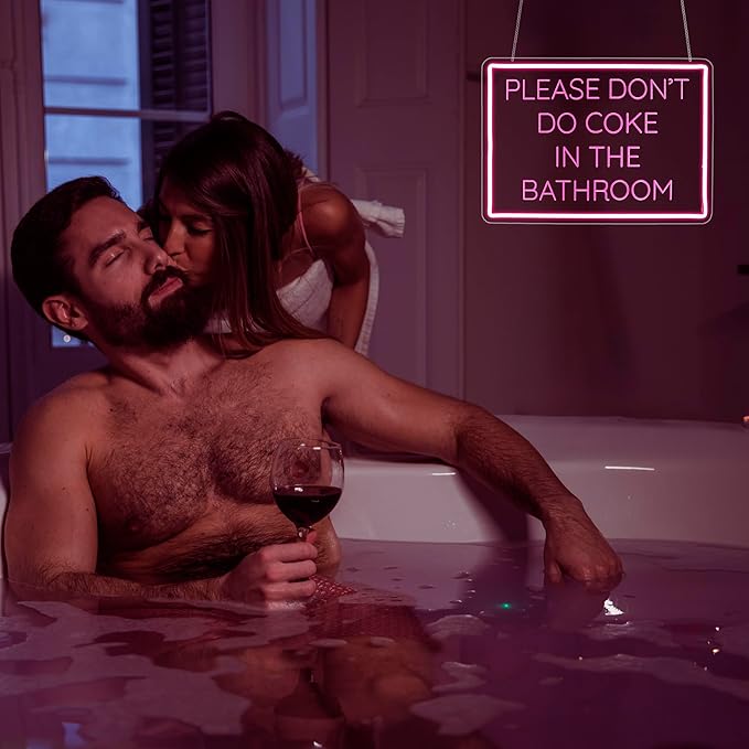 Neon Sign, Please Don't Do in The Bathroom Neon Signs for Wall Decor - Pink LED Signs for Home, Bathroom, Business, Club, Party - USB Powered Light Up Sign Decorations