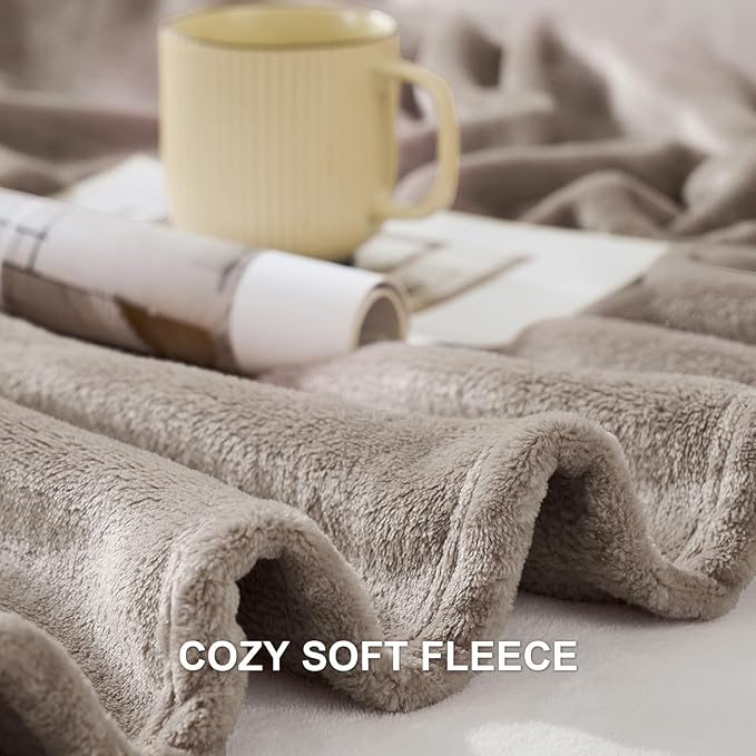 Hansleep Fleece Mocha Brown King Blanket, Super Soft Flannel Fuzzy Plush Cozy Blanket for All Seasons, Mocha Brown, King 90x108 Inches