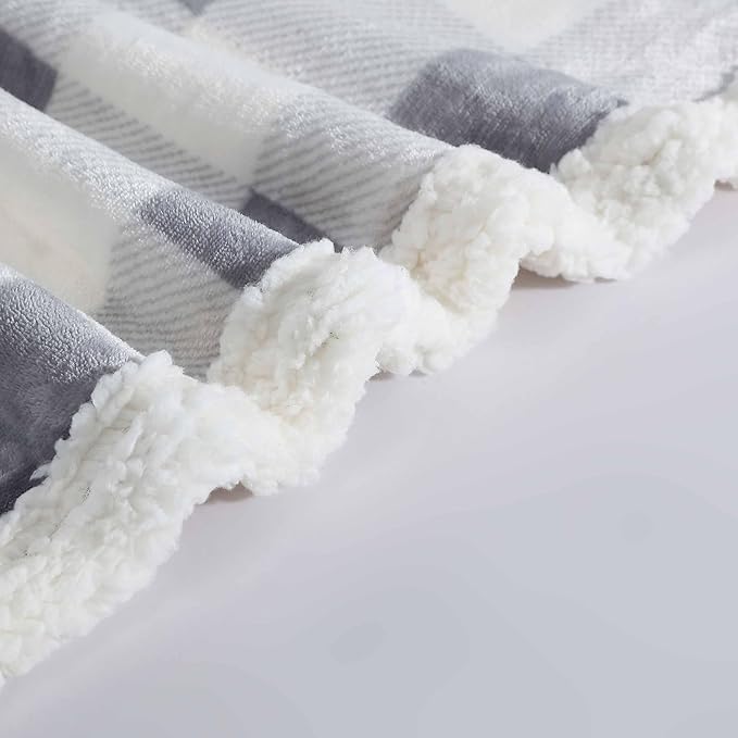 Eddie Bauer - Throw Blanket, Brushed Fleece & Plush Sherpa Bedding, Throw Blanket for Couch & Bed (Mountain Plaid Chrome Grey, 50" x 60")
