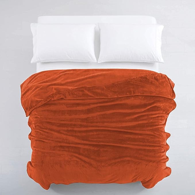 IR Imperial Rooms Fleece Blanket 12 Pack Twin Size 60x80 Inches - Super Soft Fluffy Throw Blanket for Sofa and Bed - Warm and Cozy Lightweight 400 GSM Microfiber Bed Throws Blankets (Twin, Rust)