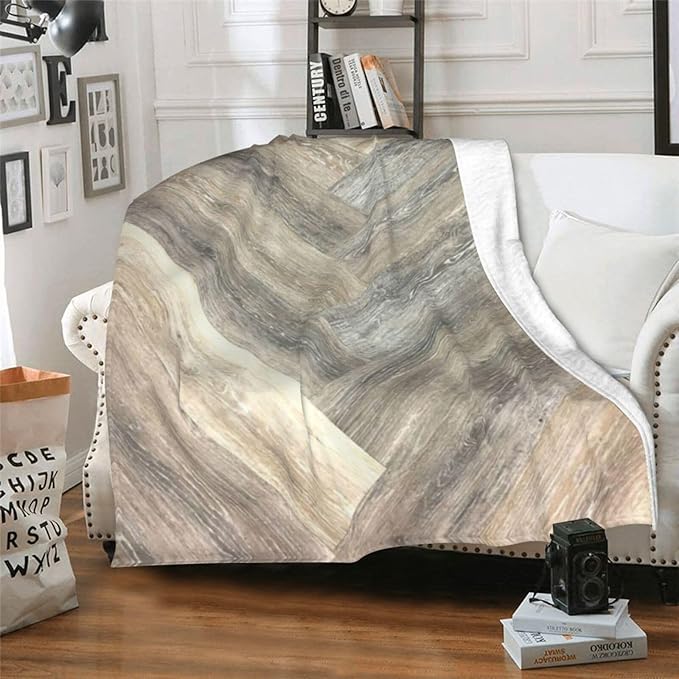 Caramel Brown Grey Beige Farmhouse Barn Wood Throw Blankets 50"x40" Lightweight Flannel Fleece Cozy Soft Blanket Home Decor for Couch Bed Sofa Bedroom Living Room Travel Birthday Christmas All Season
