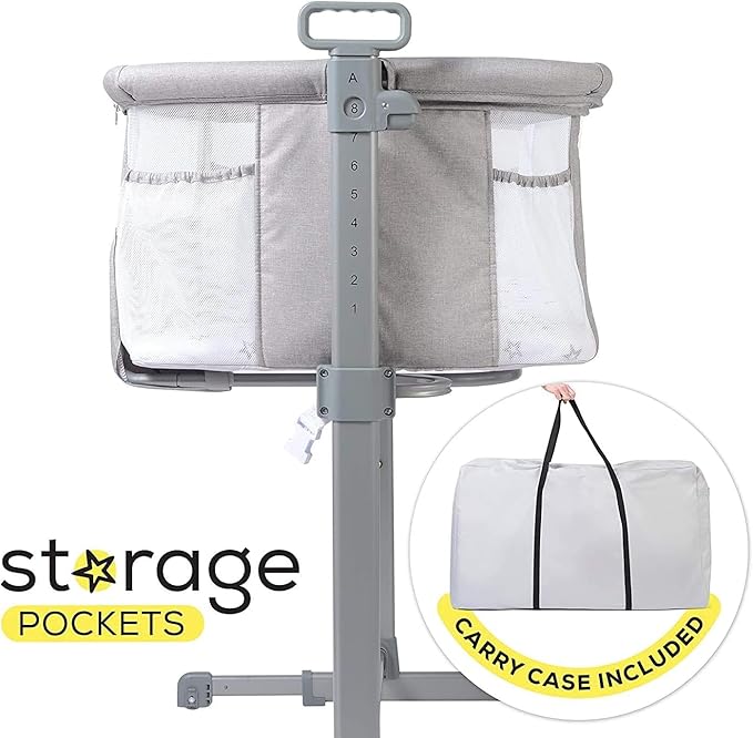 Milliard Baby Bedside Bassinet Sleeper, Bassinet for Newborn with Plush Mattress, Mesh Breathable, Adjustable Side Sleeper Portable Crib for Infant