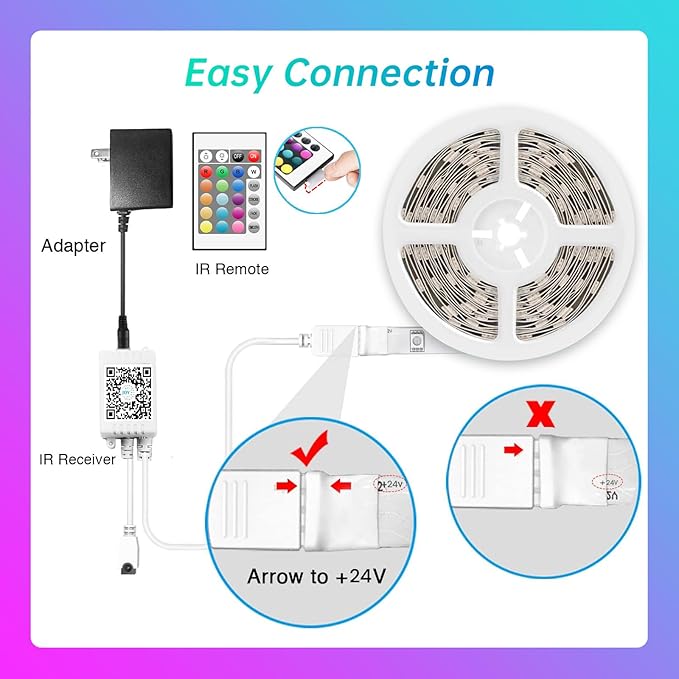 TJOY 60ft Bluetooth LED Strip Lights, Music Sync LED Lights Strip,RGB Color Changing Lighting with Remote,Smart Phone APP Control,Lighting for Bedroom,Ceiling,Room DIY(APP+Remote +Mic/60ftx1)