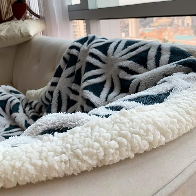 LOMAO Sherpa Fleece Blanket Easter Gifts for Mom Cozy Soft Throw Blanket for Women Men Dual Sided Couch Sofa Bed Blanket (Navy, 90''x90'')