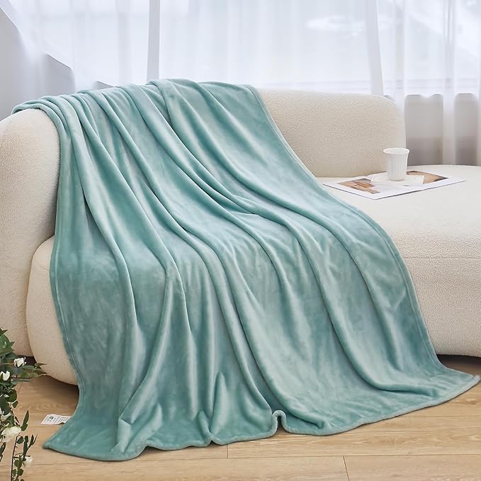 Fleece Blanket King Size, Silky Flannel Fuzzy Blankets for All Season, Cozy & Lightweight, Perfect for Couch, Bed, Sofa, 108" x 90", Sage Green, King