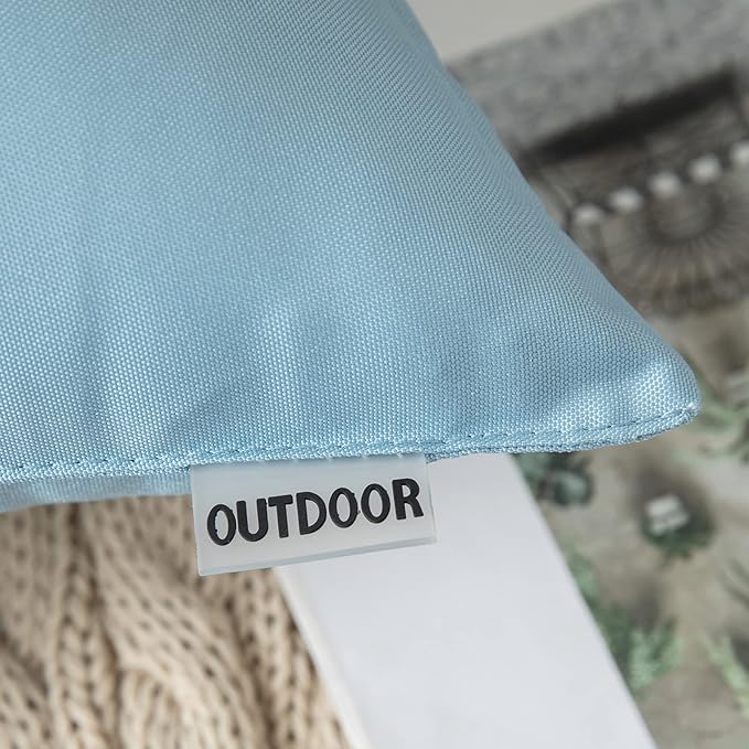MIULEE Pack of 2 Decorative Outdoor Waterproof Pillow Covers Garden Cushion Sham Throw Pillowcase Shell for Spring Patio Tent Couch 18x18 Inch Blue