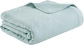 Madison Park 100% Egyptian Cotton Lightweight Summer Blanket, Breathable Waffle Knit Design, Soft Cozy All-Season Throw for Bed, Couch or Sofa, Light Blue Twin Size (66"x90")