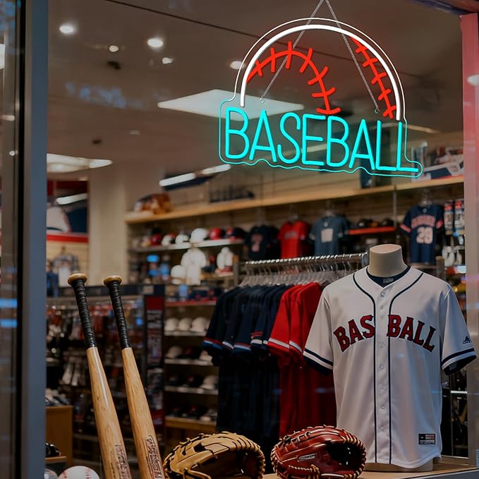 Baseball Neon Sign LED Sports Light USB Powered Used Blue Sign Up Gym Room Baseball Light for Wall Art Decor Neon Gifts for Teens in Christmas Party