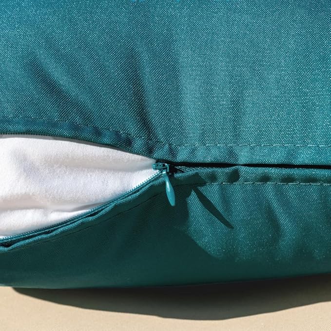 MIULEE Pack of 2 Decorative Outdoor Waterproof Pillow Covers Rectangular Garden Cushion Sham Throw Pillowcase Summer Shell for Spring Patio Tent Couch 12x20 Inch Teal Blue