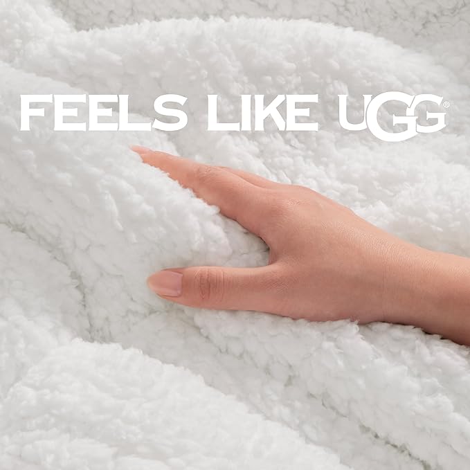 UGG Nita Throw Blanket for Couch, Reversible Plush Throw for Couch or Bed, Cozy Fluffy Fleece Blanket, Living Room Decor, Washable Bedding, 50-inch x 70-inch, Navy Blue