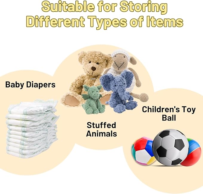 Ofiray-home Stuffed Animal Hammock, Bedside Stuffed Animal Storage Net Corner - Kids Nursery Wall Bedroom Home Decor, Cotton Bedside Toy Organizer Net with Tether, Stretches up to 47.25 In, Beige
