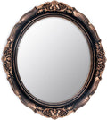 Eaoundm 13.1 x 14.8 inchs Plastic Frame Decorative Wall Mirror,Vintage Hanging Mirrors for Bedroom Living-Room Dresser Decor Oval (Vintage Gold Bronze)