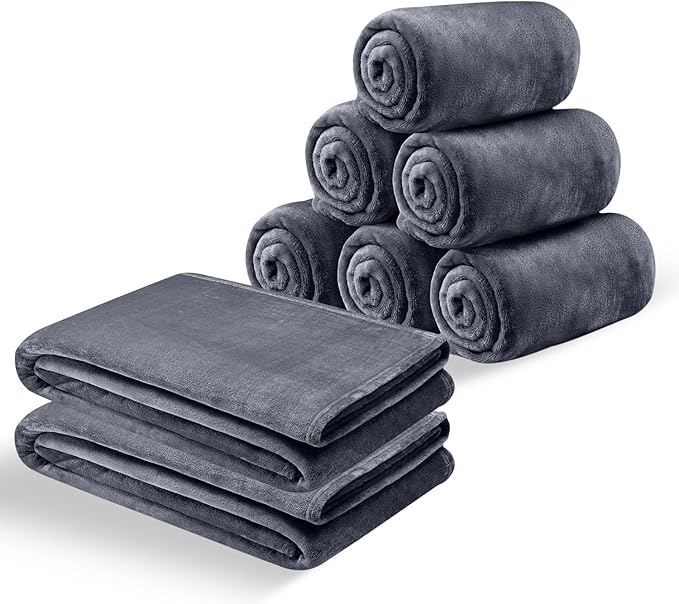 MOONLIGHT20015 Fleece Blanket King Size, Pack of 8 – Soft 400 GSM Plush Microfiber Rust King Size Blanket, Warm Lightweight King Blanket for The Bed, Bulk Value Pack 108x90 Inches, Dark Grey