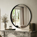 VooBang 24 inch Round Bathroom Mirror, Balck Modern Circle Wall Mounted Mirror with Gorgeous Circular Deep Frame for Bathroom, Living Room, Bedroom, Hanging or Leaning