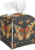 Vintage Butterfly Tissue Box Cover, Flora Tissue Holder Square with Bottom Belt for Home Bathroom Office Vanity Countertop, Housewarming Gifts Ideas for Women Friends Mom Bestie -12