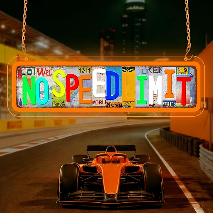 No Speed Limit Neon Signs for Wall Decor,No Speed Limit Sign for Gamer Boys Gifts Room,Gaming Man Cave Garage Bedroom Vintage Style Wall Decor,Gifts for Racing Game Lovers