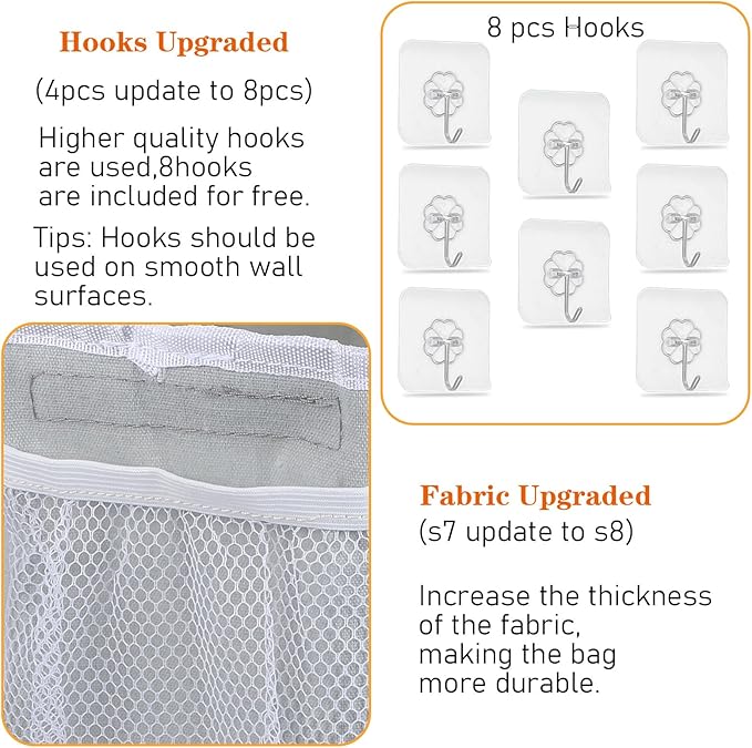 4pcs 3-pockets Wall Hanging Storage Bag, Bedside Caddy Organizer Bags,Bed Caddy Linen Fabric Door,Baskets with Pockets and Fixed Straps Waterproof Bin for Kitchen, Bedroom,Office,Hospital Beds
