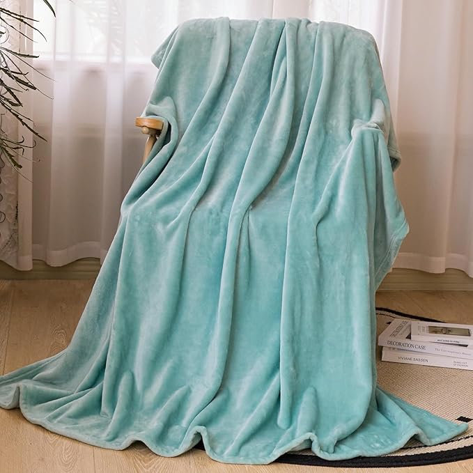 Ultra Soft Fleece Throw Blanket, Silky Flannel Fuzzy Blanket for All Season, Cozy Lightweight Blanket for Couch, Bed, Sofa, 50" x 60", Sage Green, Throw