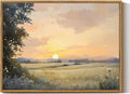 InSimSea Framed Canvas Wall Art, Vintage Wall Decor, Fall Landscape Watercolor Painting for Living Room, Bedroom Earthy Country Autumn Sunset Print Pictures Decorations,12x16inch