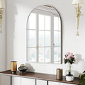 24x36 Arch Mirror Square Full Length Wall Mounted Hanging or Against Wall Metal Aluminum Alloy Frame Dressing Make-up Mirrors for Entryway Bedroom Bathroom Living Room 24 36 inch Silver
