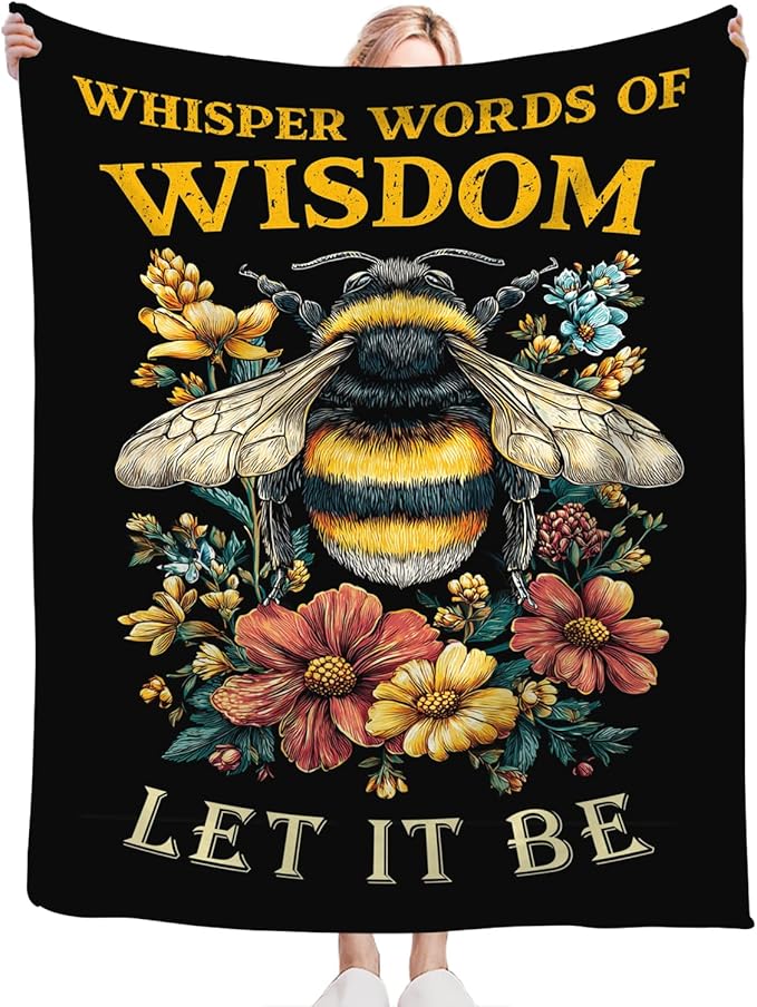Bee Blanket for Girls Women Boys Men Adults Kids Soft Cozy Fleece Bee Floral Insect Throw Blankets Gifts Warm Flannel Plush Lightweight Decor for Couch Bed Sofa 50"X40"