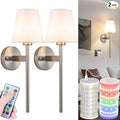 Battery Operated Wall Sconces Set Of 2, Wireless Battery Wall Light With 10000mAh RGB Rechargeable Magnetic Bulb, Rechargeable Wall Sconce With Remote Control For Bedroom, No Electrician Required